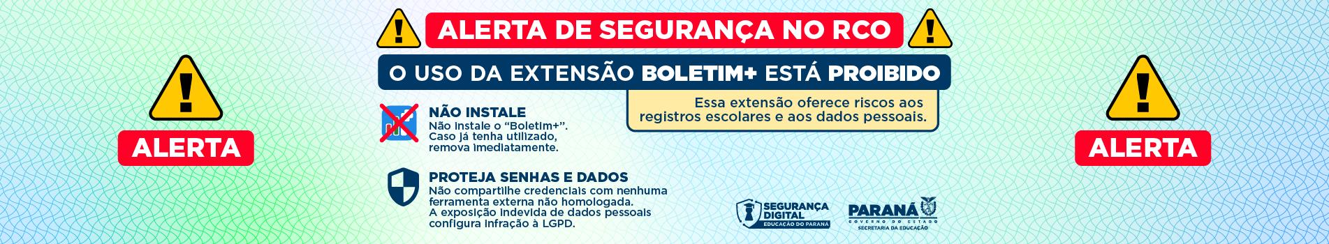 Banner "Alerta de segurança no RCO"